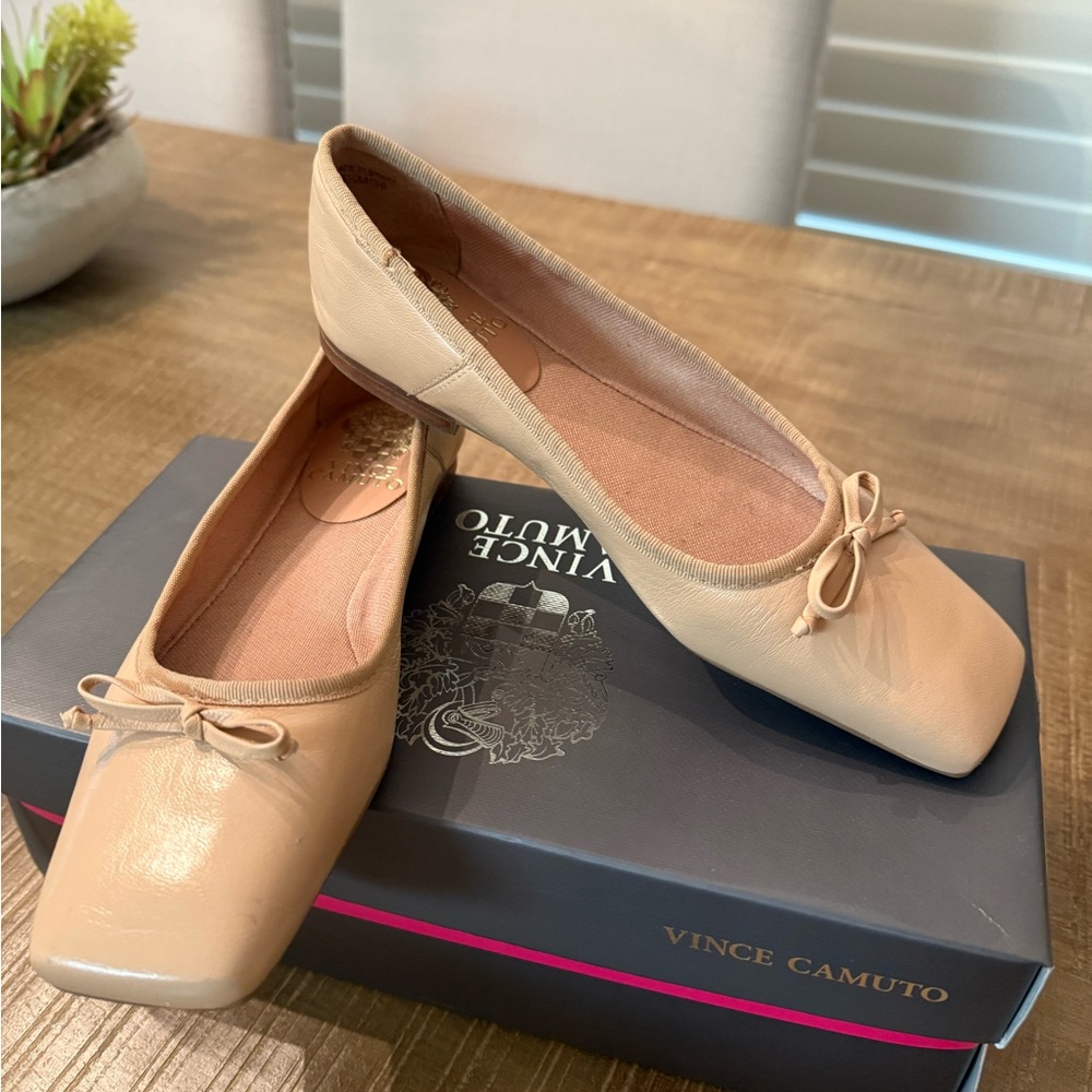 Vince Camuto Beige Square-Toe Flats